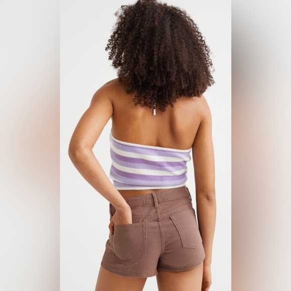 NWT H&M divided fitted shorts low waist fly zip size 10 color light brown - Picture 7 of 14